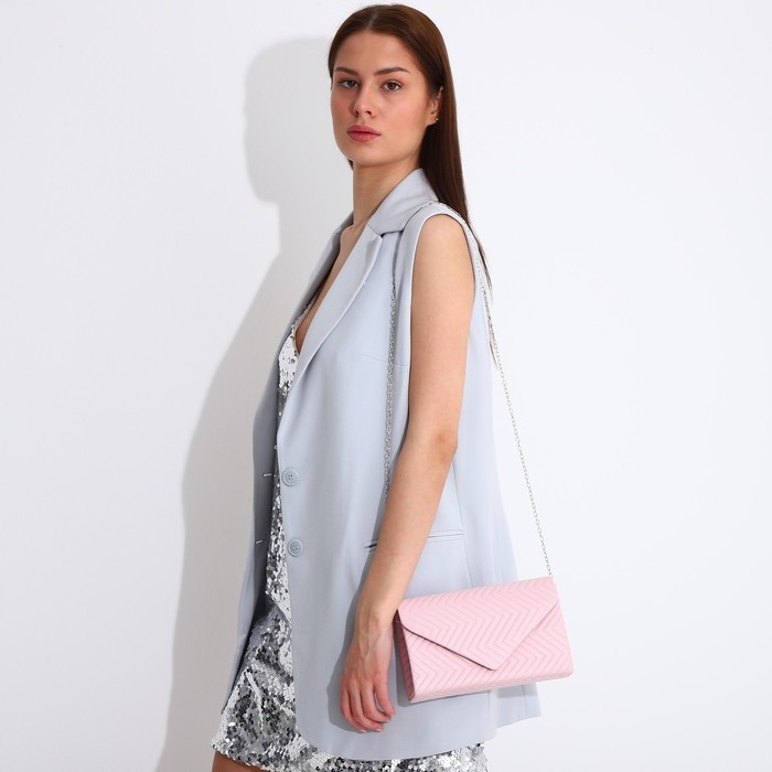 Сумка-клатч на клапане, цвет розовый