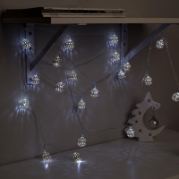 Гирлянда &laquo;Нить&raquo; 4 м с насадками &laquo;Шарик с узором&raquo;, IP20, прозрачная нить, 20 LED, свечение белое, 8 режимов, 220 В