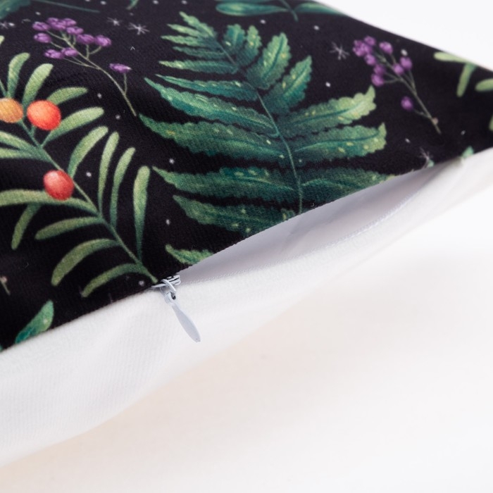 Наволочка декоративная Этель &laquo;Папоротник&raquo; 40х40 см, 100% п/э, велюр