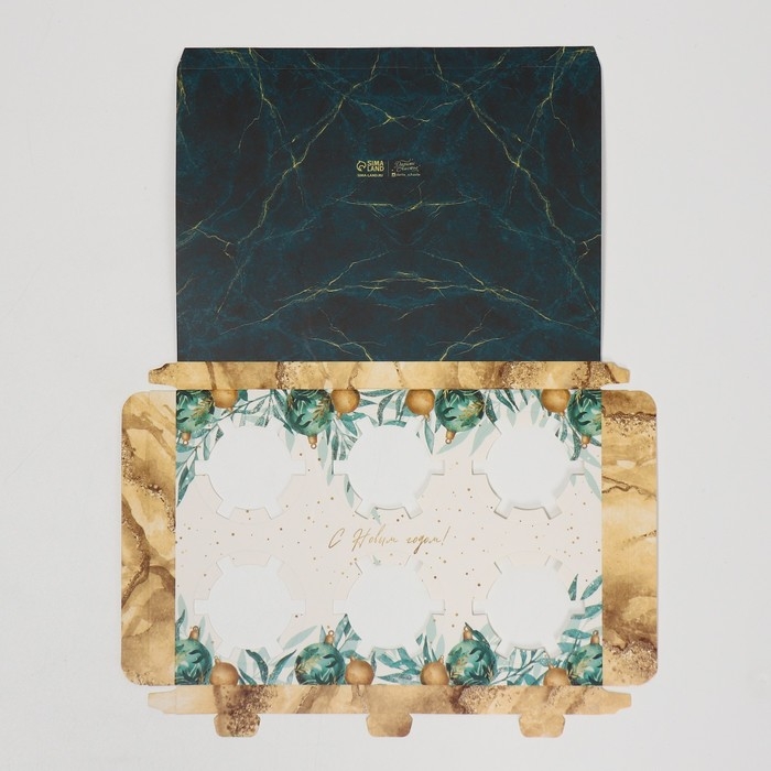 Коробка для капкейка &laquo;Мрамор&raquo;, 23 х 16 х 11.5 см, Новый год