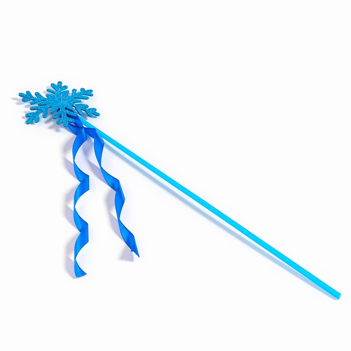 Карнавальный жезл &laquo;Снежинка&raquo;, цвет голубой, с ленточками
