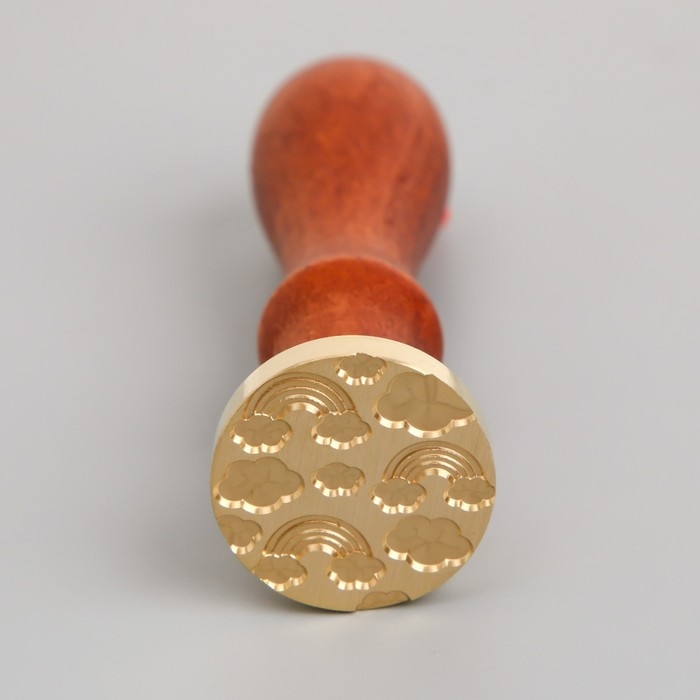 Печать для сургуча с деревянной ручкой Печать для сургуча с деревянной ручкой "Радуга в облаках" 9х2,5х2,5 см