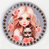 Донышки для вязания 2 в 1 «Девочка с котенком», круг 15 см, хдф 3 мм Донышки для вязания 2 в 1 «Девочка с котенком», круг 15 см, хдф 3 мм