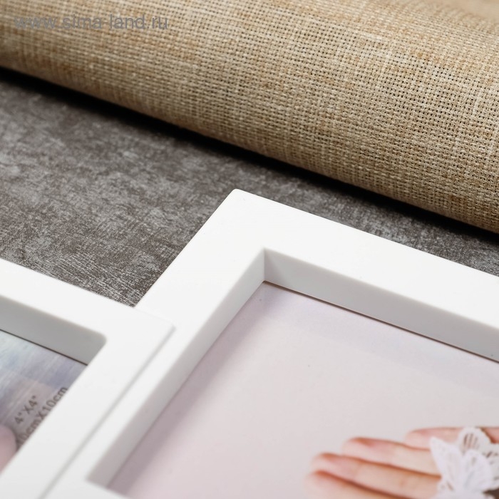 Фоторамка пластик на 4 фото 10х10, 10х15 см Фоторамка пластик на 4 фото 10х10, 10х15 см "Простая" белая 29х37,5 см