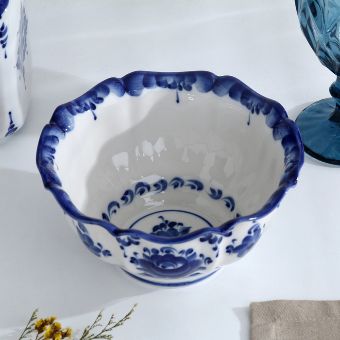 Салатник &laquo;Визит&raquo;, большой, 18,5&times;18,5&times;9,5 см, гжель