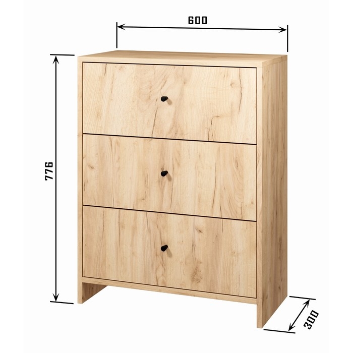Комод 3Я-600, 600х300х776, Квадро/Дуб золотой крафт Комод 3Я-600, 600х300х776, Квадро/Дуб золотой крафт
