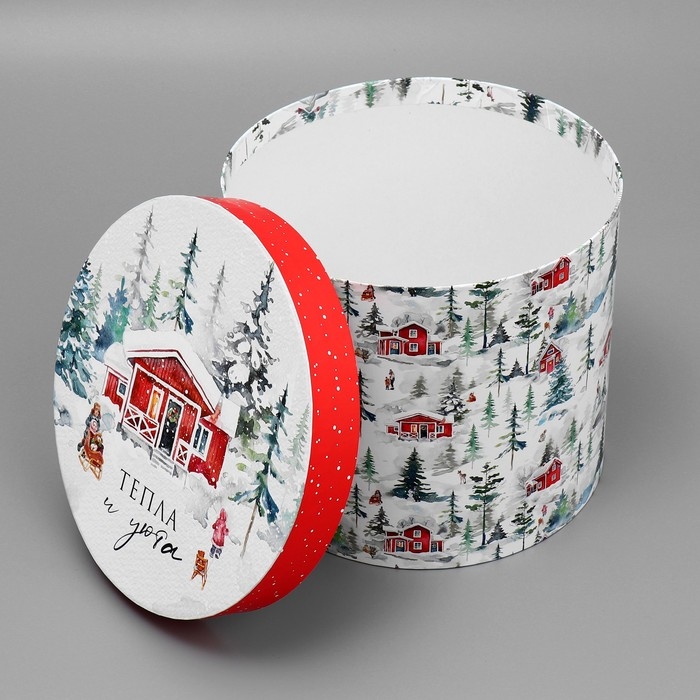 Коробка подарочная круглая &laquo;Тепла и уюта&raquo;,17.5 х 20 см, Новый год