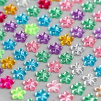 Наклейка пластик "Стразы-цветочки" МИКС 11х32 см