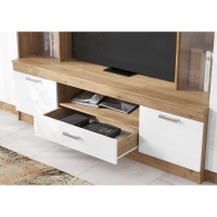 Гостиная Атлантида 6, 3000х594х2216, Дуб крафт/Белый глянец