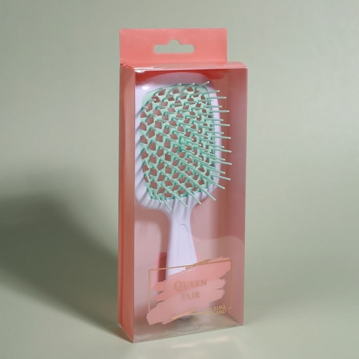 Расчёска массажная, широкая, вентилируемая, 8,5 × 20,5 см, PVC коробка, цвет белый/бирюзовый Расчёска массажная, широкая, вентилируемая, 8,5 × 20,5 см, PVC коробка, цвет белый/бирюзовый
