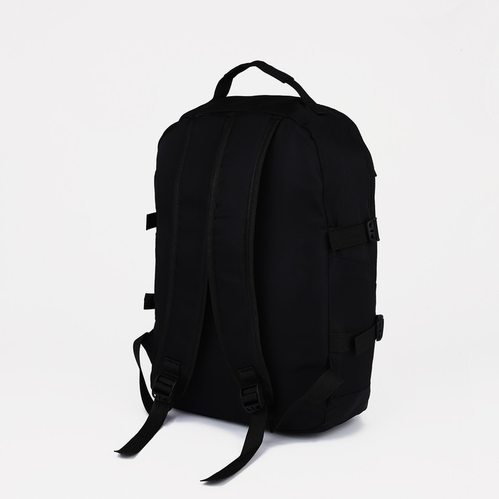 Рюкзак молодёжный из текстиля на молнии, 3 кармана, цвет чёрный