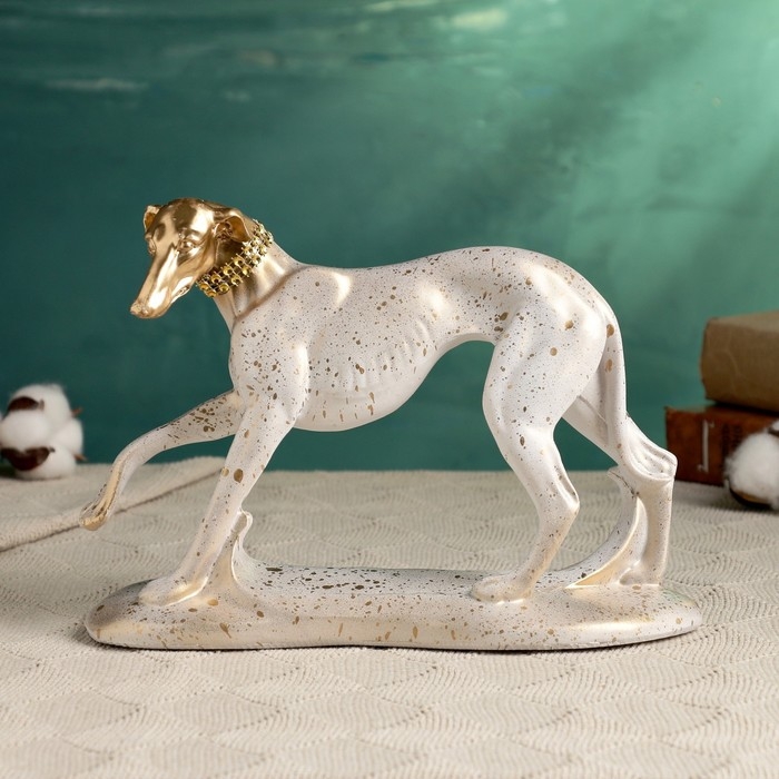 Фигура Фигура "Борзая" белая с золотым, 25х17см
