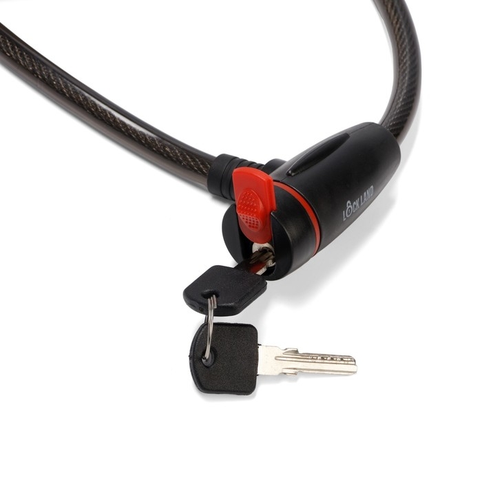 Замок навесной велосипедный LOCKLAND, 12х1000 мм, перфорированный ключ с пластиковой ручкой Замок навесной велосипедный LOCKLAND, 12х1000 мм, перфорированный ключ с пластиковой ручкой