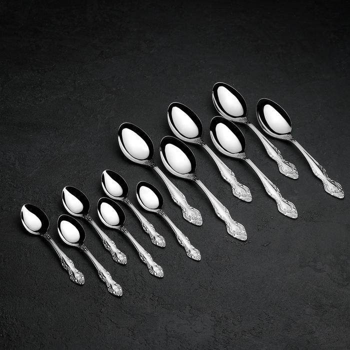 Набор столовых приборов &laquo;Тройка&raquo;, 24 предмета, декоративная коробка, цвет серебряный