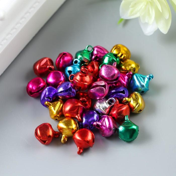 Набор декора для творчества металл Набор декора для творчества металл "Колокольчики цветные" вес 5 гр, d-0,7 см, 12х10 см