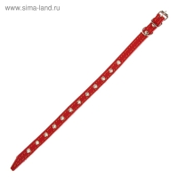 Ошейник кожаный на синтепоне, безразмерный, 37 х 1,5 см, ОШ 21-31 см, красный Ошейник кожаный на синтепоне, безразмерный, 37 х 1,5 см, ОШ 21-31 см, красный