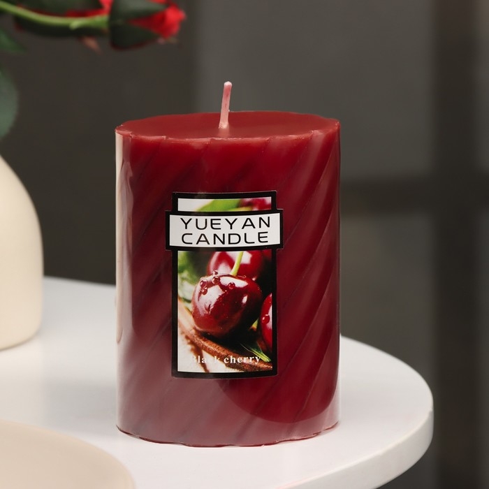 Свеча-цилиндр ароматическая витая "Вишня", 7,5х10 см