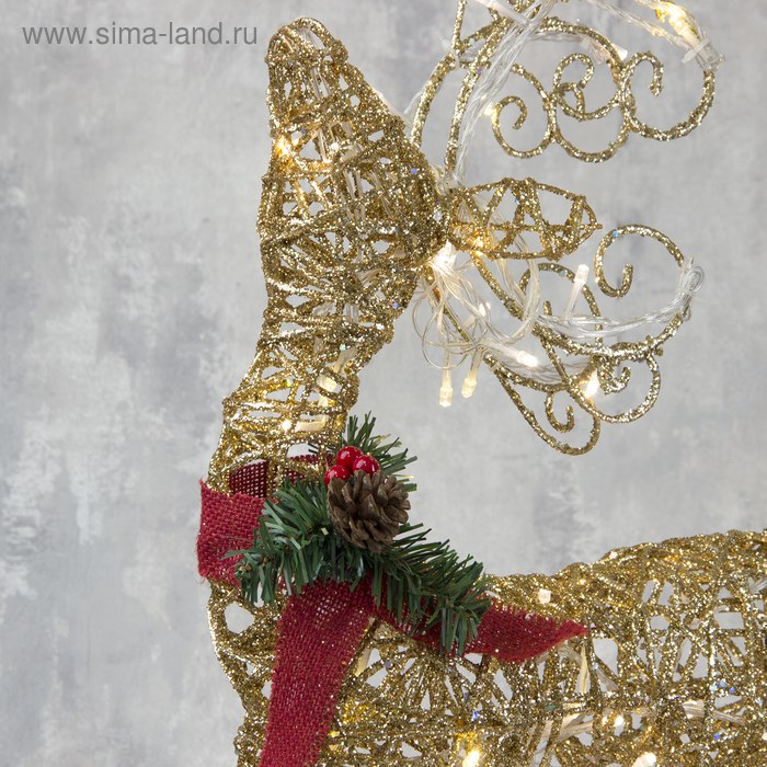 Светодиодная фигура &laquo;Олень золотистый&raquo; 40 &times; 60 &times; 18 см, металл, 220 В, свечение тёплое белое