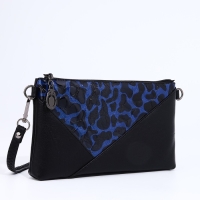 Сумка-клатч на молнии, цвет чёрный/синий