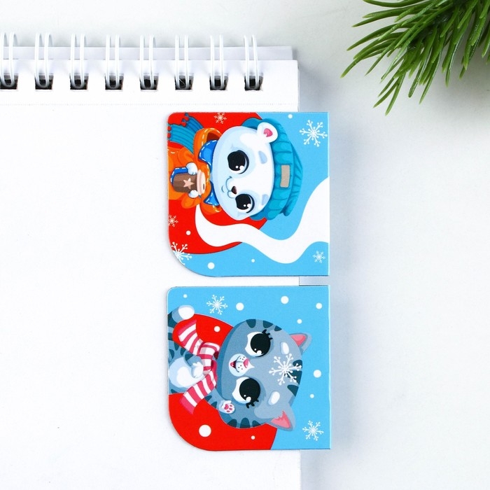 Подарочный набор новогодний, блокнот,наклейки 2 л и магнитные закладки 2 шт &laquo;Сказочный набор&raquo;