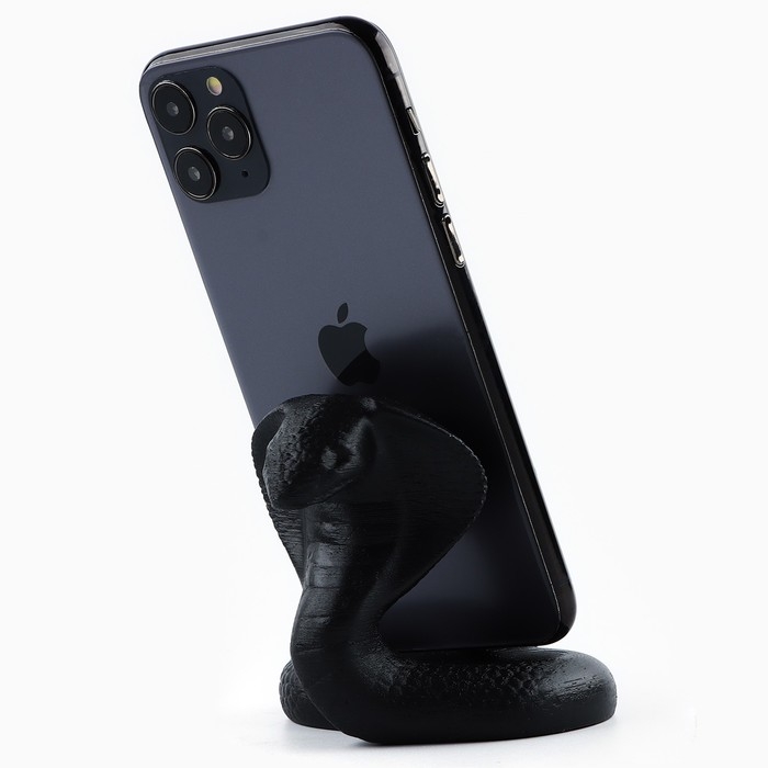 Подставка для телефона новогодний сувенир &laquo;Новый год: Кобра&raquo;, чёрная, 8,5 х 7,5 см