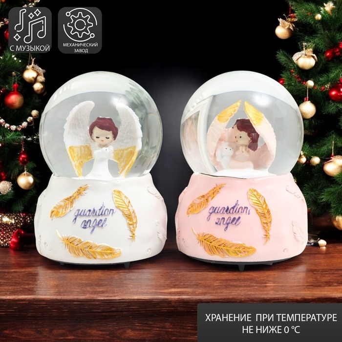 Сувенир полистоун водяной шар музыка "Милый ангел" крутится МИКС 15,5х10,5х10,5 см