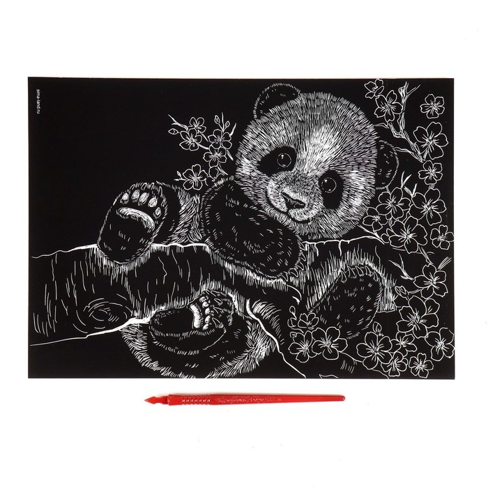 Гравюра «Панда» с металлическим эффектом «серебро» А4 Гравюра «Панда» с металлическим эффектом «серебро» А4