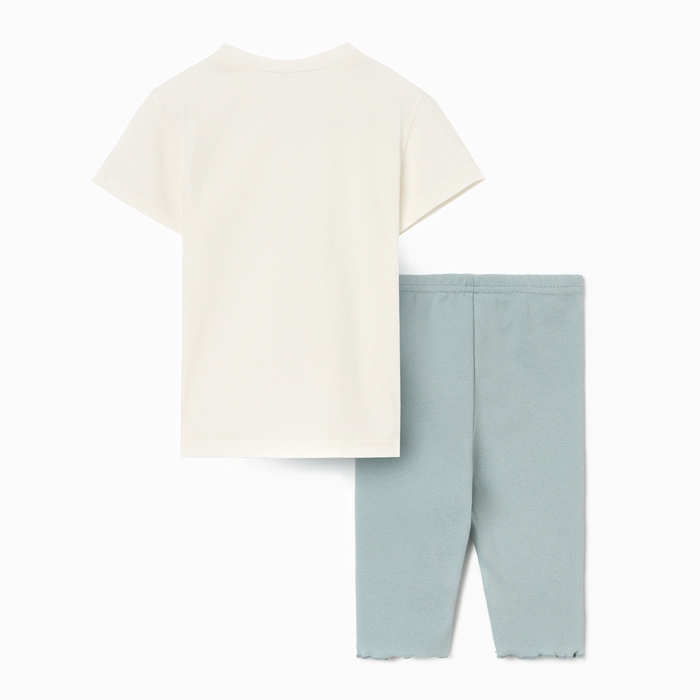 Комплект для девочки (футболка и велосипедки) MINAKU, цвет голубой, рост 110 см Комплект для девочки (футболка и велосипедки) MINAKU, цвет голубой, рост 110 см