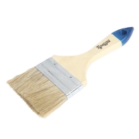 Кисть плоская ТУНДРА, натуральная щетина, деревянная рукоятка, 3", 75 мм