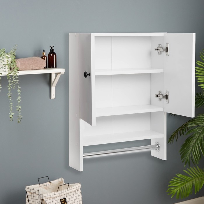 Шкаф для ванной комнаты навесной, белый, 48,6 х 65 х 15 см