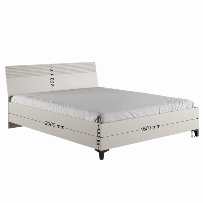 Кровать двуспальная с основанием 1600 Ника, 1650х2080х900, Кашемир/Дуб/Бежевый МДФ