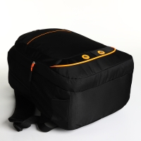 Рюкзак школьный на молнии, 4 кармана, цвет чёрный/оранжевый