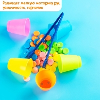 Набор для сортировки «Стаканчики», с пинцетом, по методике Монтессори, 3+ Набор для сортировки «Стаканчики», с пинцетом, по методике Монтессори, 3+