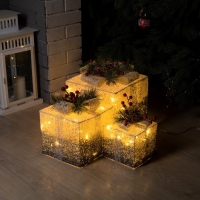 Светодиодная фигура «Серебристые подарки» 15, 20, 25 см, текстиль, металл, 220 В, свечение тёплое белое Светодиодная фигура «Серебристые подарки» 15, 20, 25 см, текстиль, металл, 220 В, свечение тёплое белое