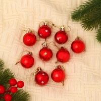 Набор шаров пластик d-3 см, 9 шт "Самарина" красный Набор шаров пластик d-3 см, 9 шт "Самарина" красный