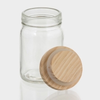 Банка стеклянная для хранения сыпучих продуктов &laquo;Эко&raquo;, 250 мл, 6,5&times;12 см, с бамбуковой крышкой