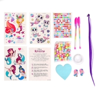 Набор с прядями, тату, стразами, в сумочке