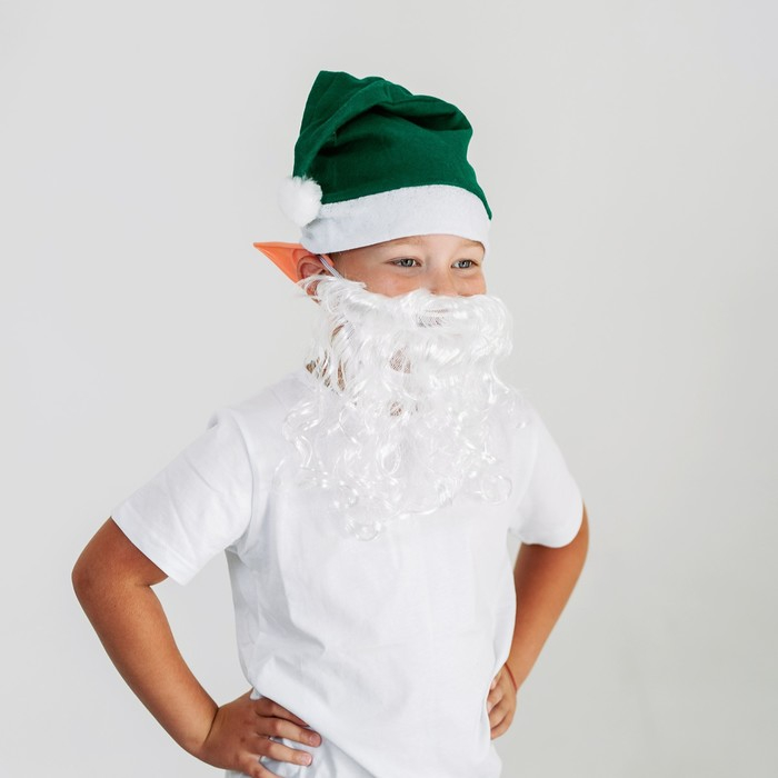 Новогодний карнавальный набор «Гномик» борода, колпак, ушки, на новый год Новогодний карнавальный набор «Гномик» борода, колпак, ушки, на новый год