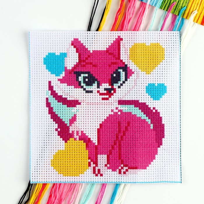 Вышивка крестиком для детей &laquo;Сказочная кошечка&raquo;, набор для творчества, 15 Х 15 см
