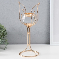 Подсвечник металл, акрил на 1 свечу d=5 см "Флора" золото 17х12х30,5 см Подсвечник металл, акрил на 1 свечу d=5 см "Флора" золото 17х12х30,5 см