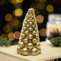 Новый год Свеча "Ёлка из шаров" 50*100 мм, лак, золотой