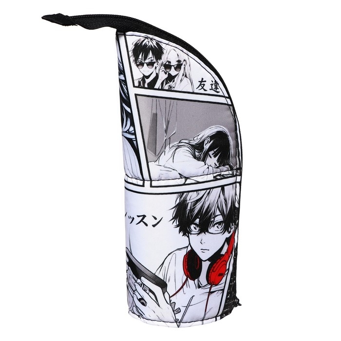 Пенал тубус-подставка, 85 х 210 х 65 мм, мягкий, тканевый, Calligrata, ПМО 12-20 "Аниме"