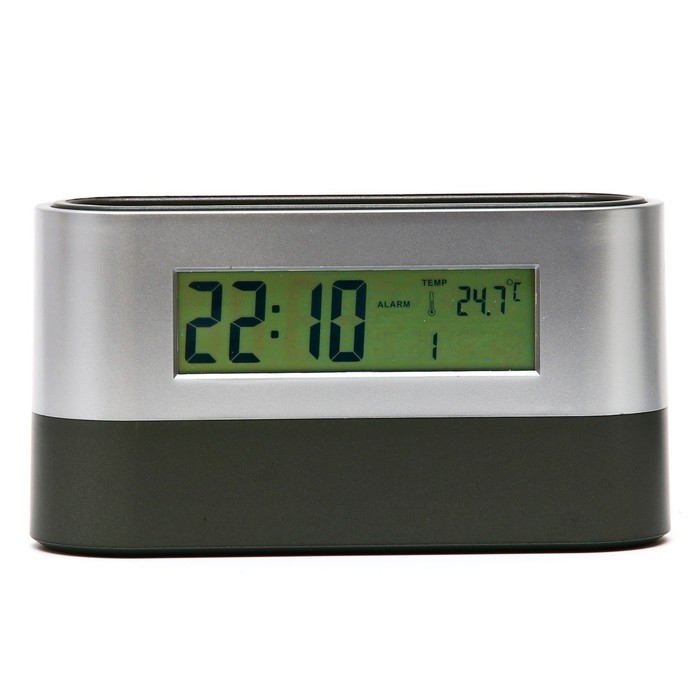 Часы настольные - органайзер для канцелярии: будильник, термометр, календарь, 15.1 х 4.7 см