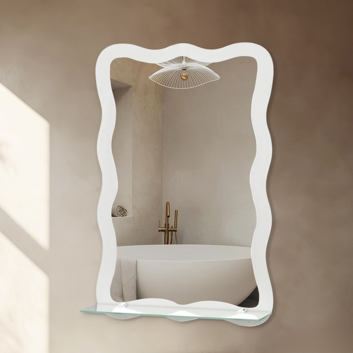 Зеркало &laquo;Облако&raquo;, с пескоструйной графикой, настенное, с полочкой, 40,5&times;60 см