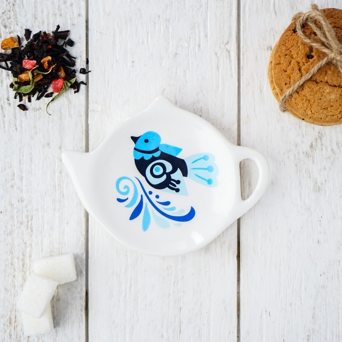 Подставка под чайный пакетик Доляна &laquo;Свиристель&raquo;, 12&times;8,4 см, цвет белый