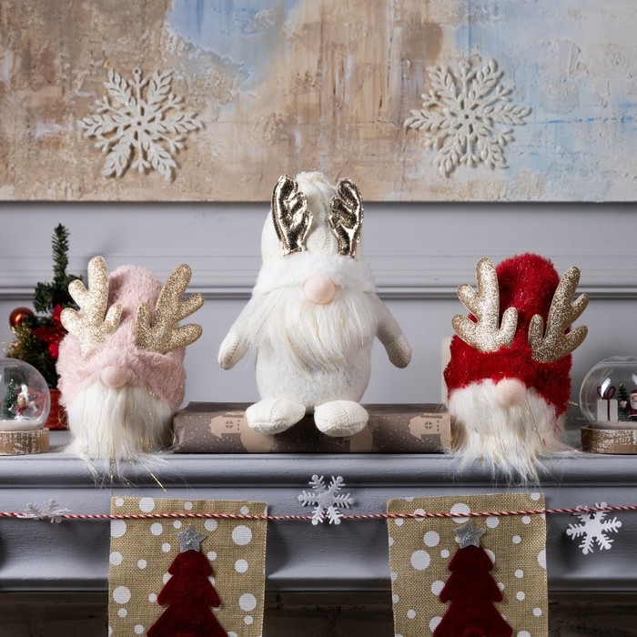 Светодиодная фигура &laquo;Гном белый&raquo; 20 &times; 24 &times; 10 см, текстиль, батарейки AG10х3 (в комплекте), свечение тёплое белое