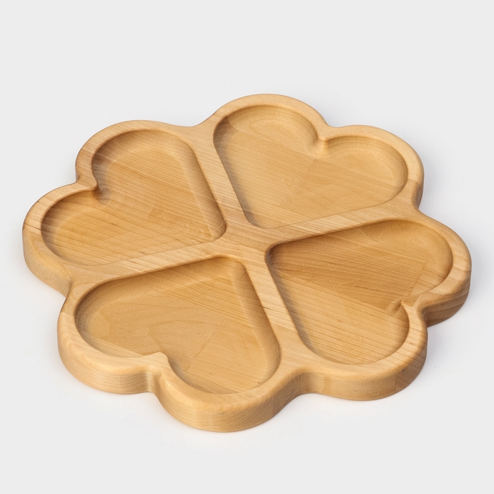 Менажница деревянная авторская Adelica &laquo;Сердце&raquo;, 22&times;22&times;1,8 см, пропитана минеральным маслом, берёза