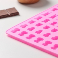 Форма для мармелада Доляна &laquo;Зоопарк&raquo;, силикон, 18,5&times;15&times;0,5 см, 49 ячеек (2&times;1,5 см), цвет розовый