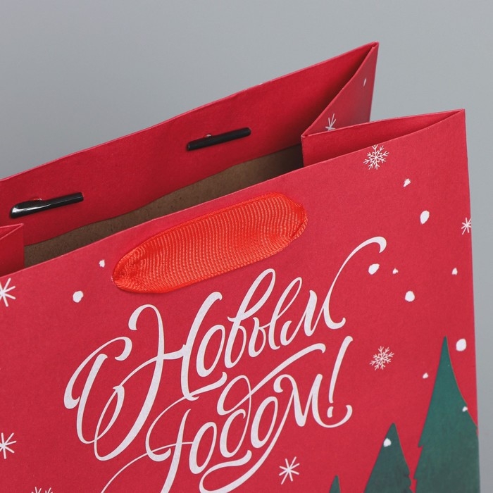 Пакет подарочный новогодний крафтовый вертикальный &laquo;New&raquo;, MS 18 х 23 х 10 см, Новый год