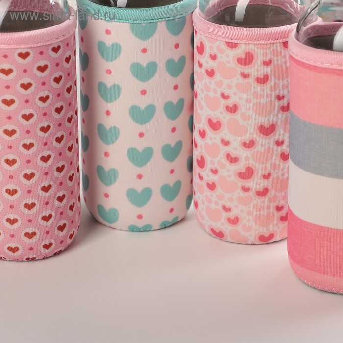 Бутылка для воды стеклянная в чехле &laquo;Ваниль&raquo;, 300 мл, h=17 см, рисунок МИКС